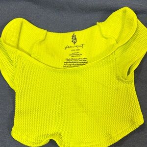 NWOT Free People Citrus Lime/Yellow Stretch Crop Top NWOT, Irregular Size XS/S